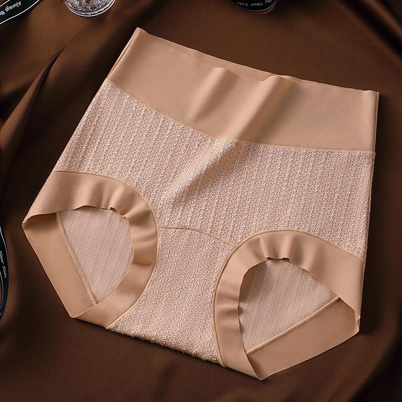 

Large Size Female Spring and Summer Pure Cotton Hip and Abdomen Non Mark Breathable High Waist Triangle Briefs XXL тілесний