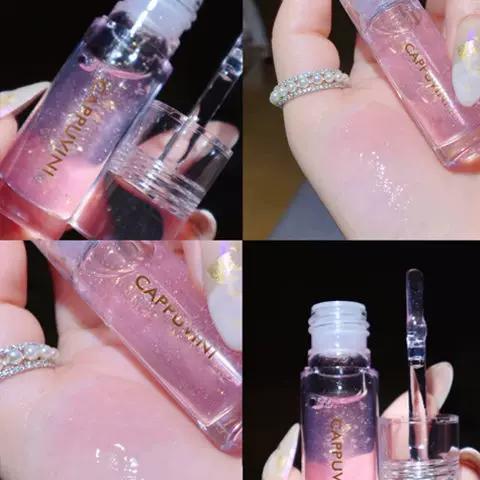 Crystal Clear Transparent Lip Care Oil Glass Transparent Lip Gloss Moisturizing Lip Base Moisturizing Pearl with Flash Lip Lacquer Color Suit
