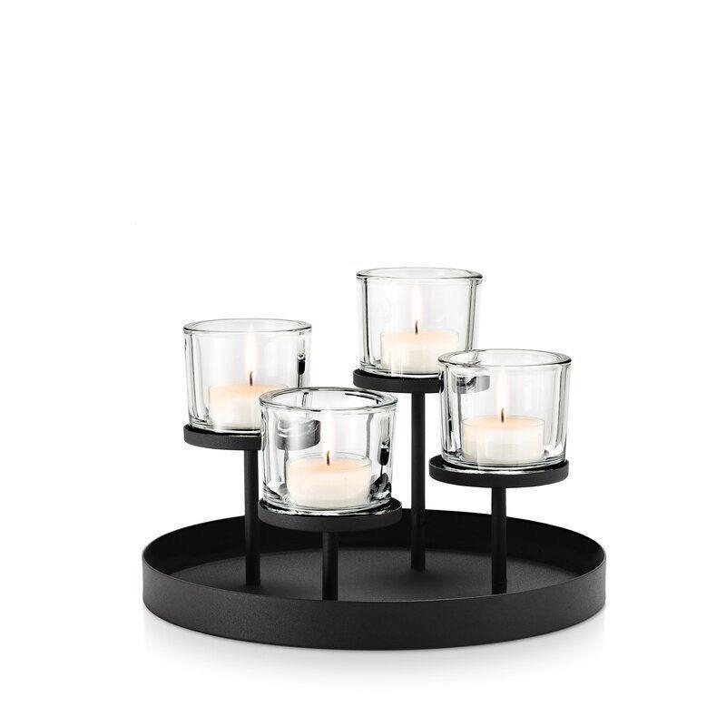 Iron Round Tray Candle Holder for Living Room & Dining Room - Ideal for Parties, Birthdays, Christmas Decor.