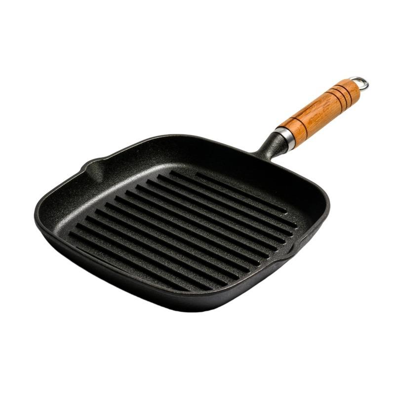Cast iron steak frying pan uncoated non-stick household stripes