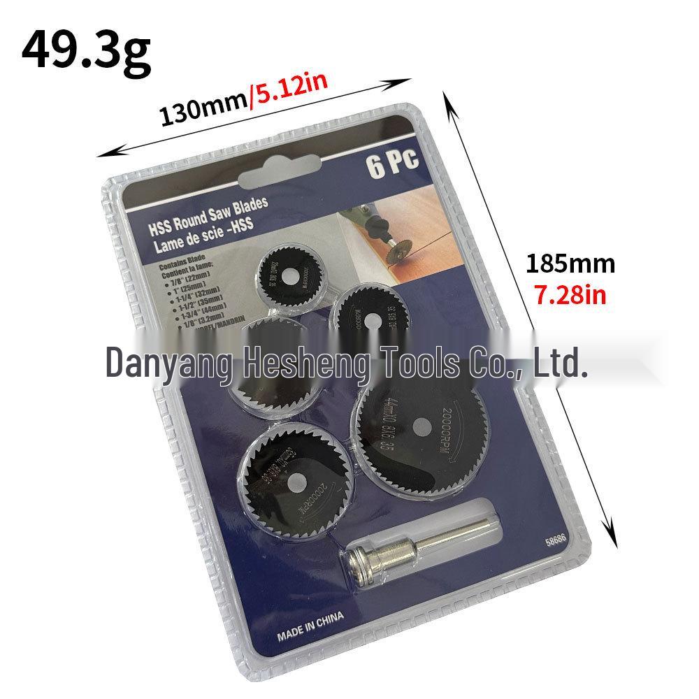 6-Piece Circular Saw Blade Set for Woodworking & Metal Cutting, 3.17mm Hand Drill & Electric Grinder Blades