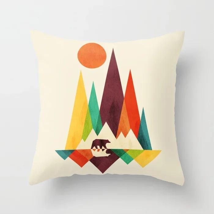 Polyester Pillow Cover Minimal Line Abstract Sunset Throw Pillow Case Sun Moutain Decorative Cushion Covers For Home Sofa Chair