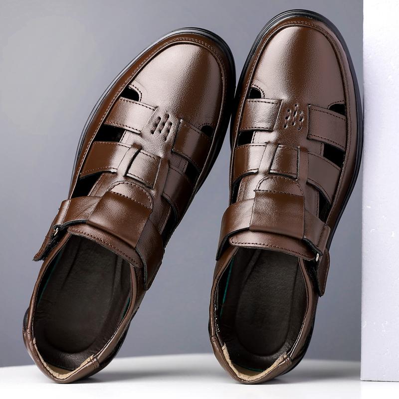 Fashion Retro Style Business Sandals Mens Summer Outdoor Casual Shoes Breathable Slippers Non-slip Roma Flats New Male Wading Aqua Shoes