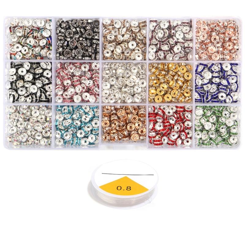Rhinestones Rondelle Spacer Beads Delicate Rondelle Beads with Sparkling Crystals for Elegant Jewelry Creations