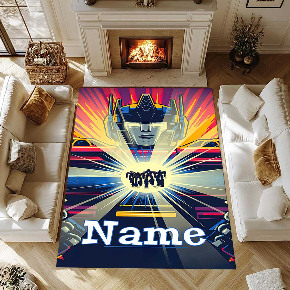 Love Transformers (2) Customize your name rug, office chair cushion, home bedroom living room gift.