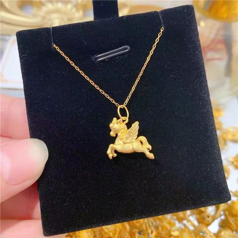 Little Pegasus Solid Pendant Women's 24K Gold AU999 - Pure gold pegasus pendant, vitality boost, ideal friend gift