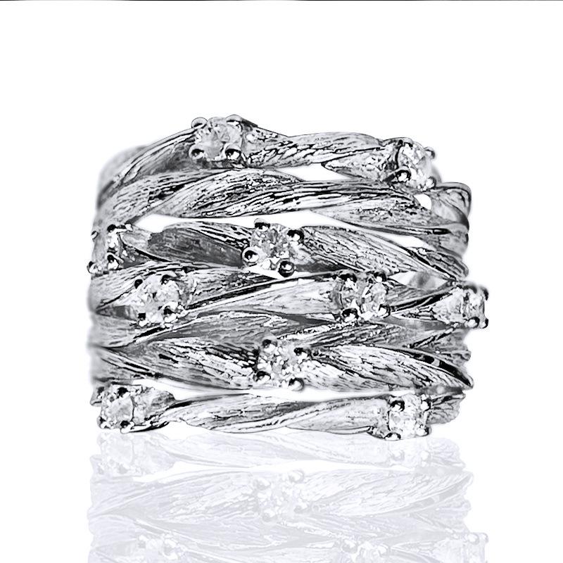 Wrapped Vine Ring Women'S Fashionable Yellow And Gold Wide Version Multi-Ring Accessories, Star Zircon Bird'S Nest Ring