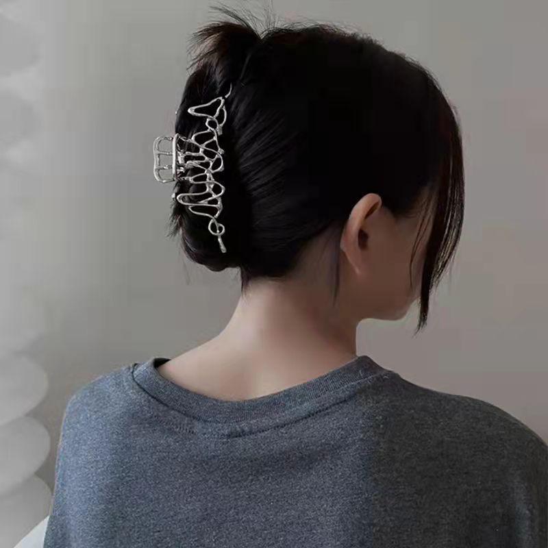 Silver Metal Geometric Shark Hair Clip for Thick Hair