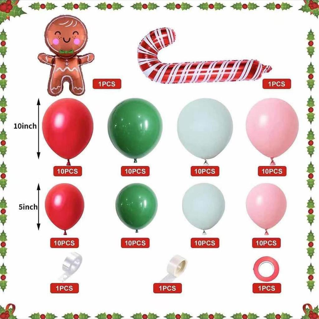 Festive Gingerbread Man & Candy Cane Balloon Arch Set
