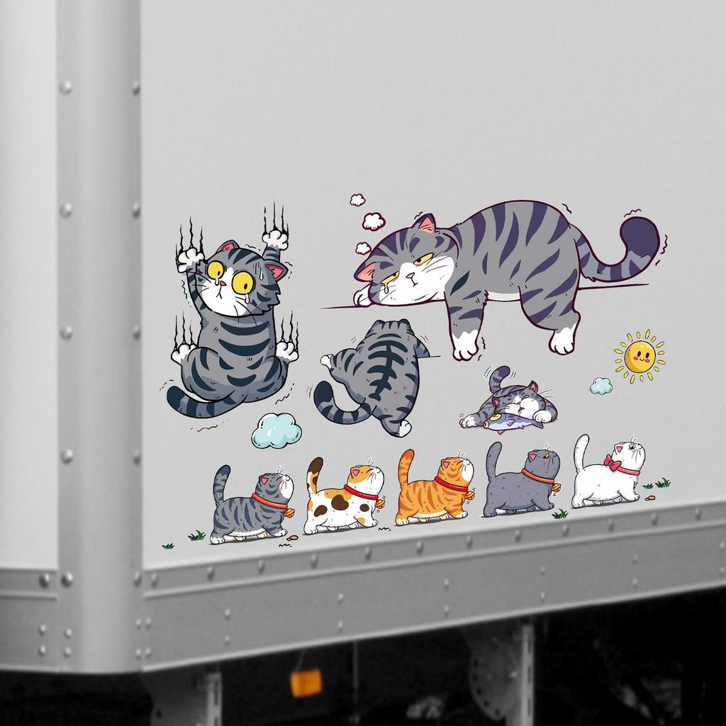 Funny Pet Cat Car Sticker Cat Scratch Car Decal Cute Lazy Cats Humor Bumper Decal Self-Adhesive Car Decoration Cat Theme Sticker