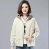 Vintage Short Jacket Women Autumn Fashion Casual Stitching Hooded Short Jackets