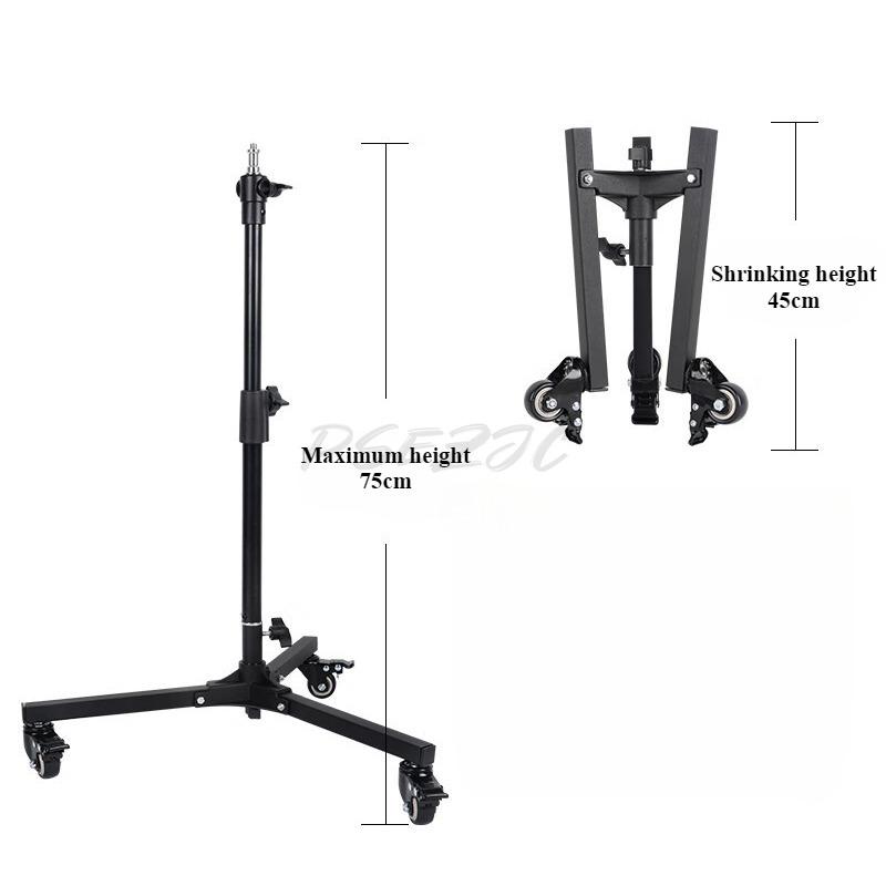 Heavy-Duty Foldable Floor Light Stand with Pulley for Studio Live-Streaming Tripod Flash Mount
