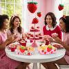 24Pcs Strawberry Paper Food Trays Cute Strawberry Snack Bowl Disposable Berry Dessert Boats for Strawberry Birthday Party Decoration Supplies