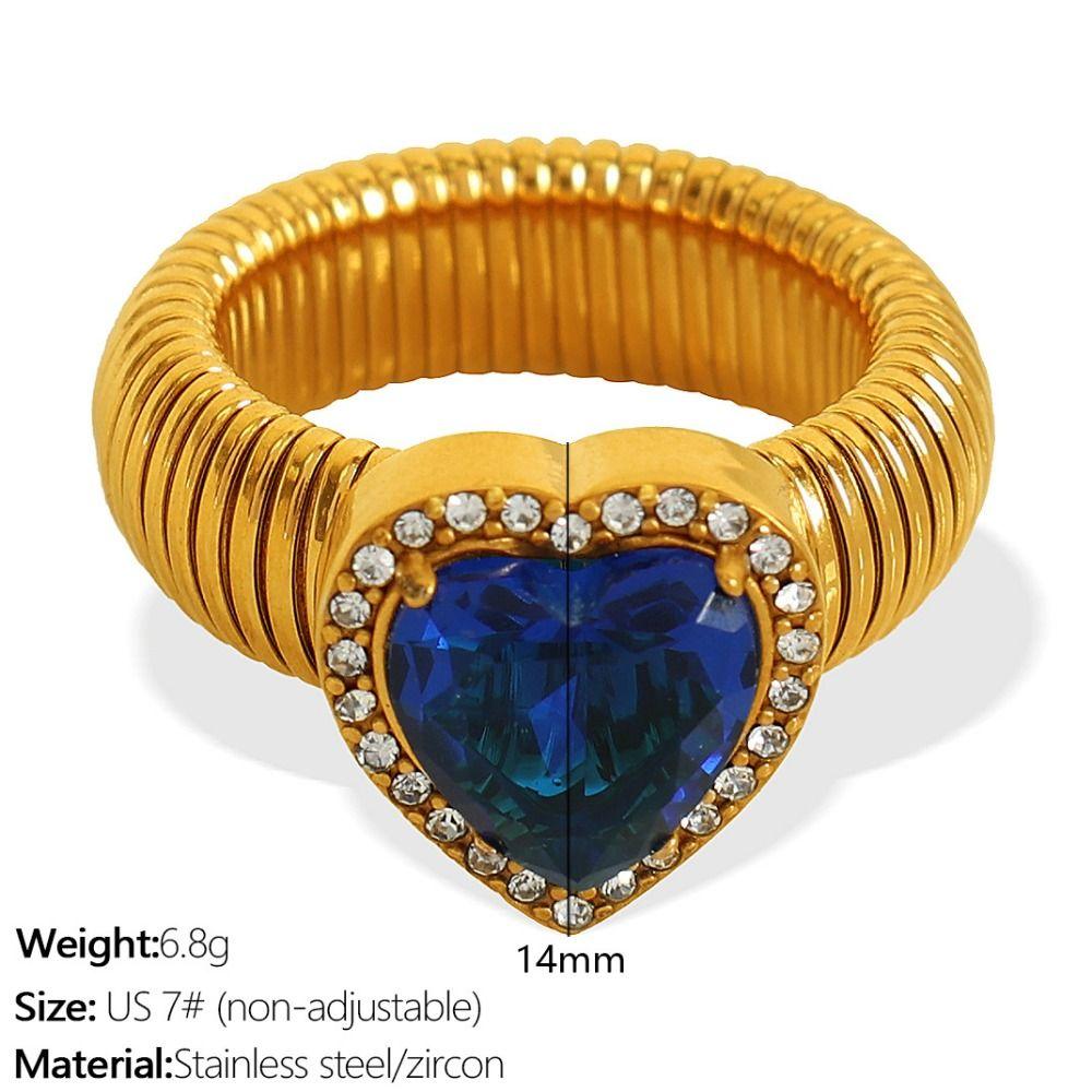 Fashion Zircon Heart Ring Vintage Women's Jewelry Aesthetic Luxury Texture Ring Ladies