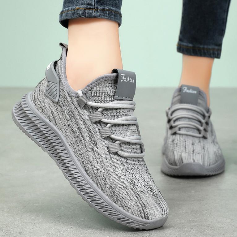 Women's Knit Lightweight Mesh Sneakers, Breathable Mesh Lace-Up Running Shoes, Women's Footwear