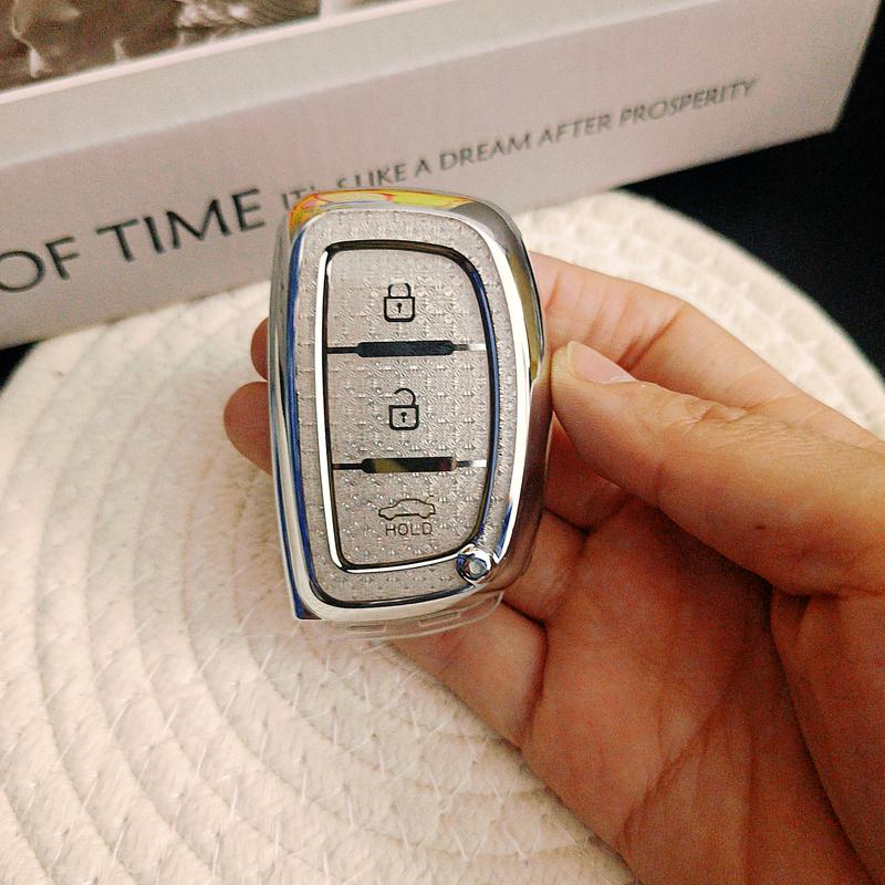 

White Diamond Tpu For Hyundai Tucson Santa Fe Rena Sonata Elantra Creta Ix35 Ix45 I10 I30 I40 Remote Car Key Case Cover Holder