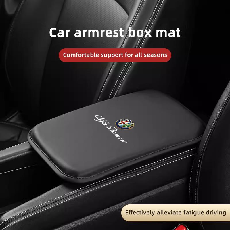 MQHWD1 Car Armrest Cover Cushion Armrest Box Protective Pad For Alfa Romeo Giulia Stelvio Giulietta 156 159 147 Mito Tonale Brera Disco