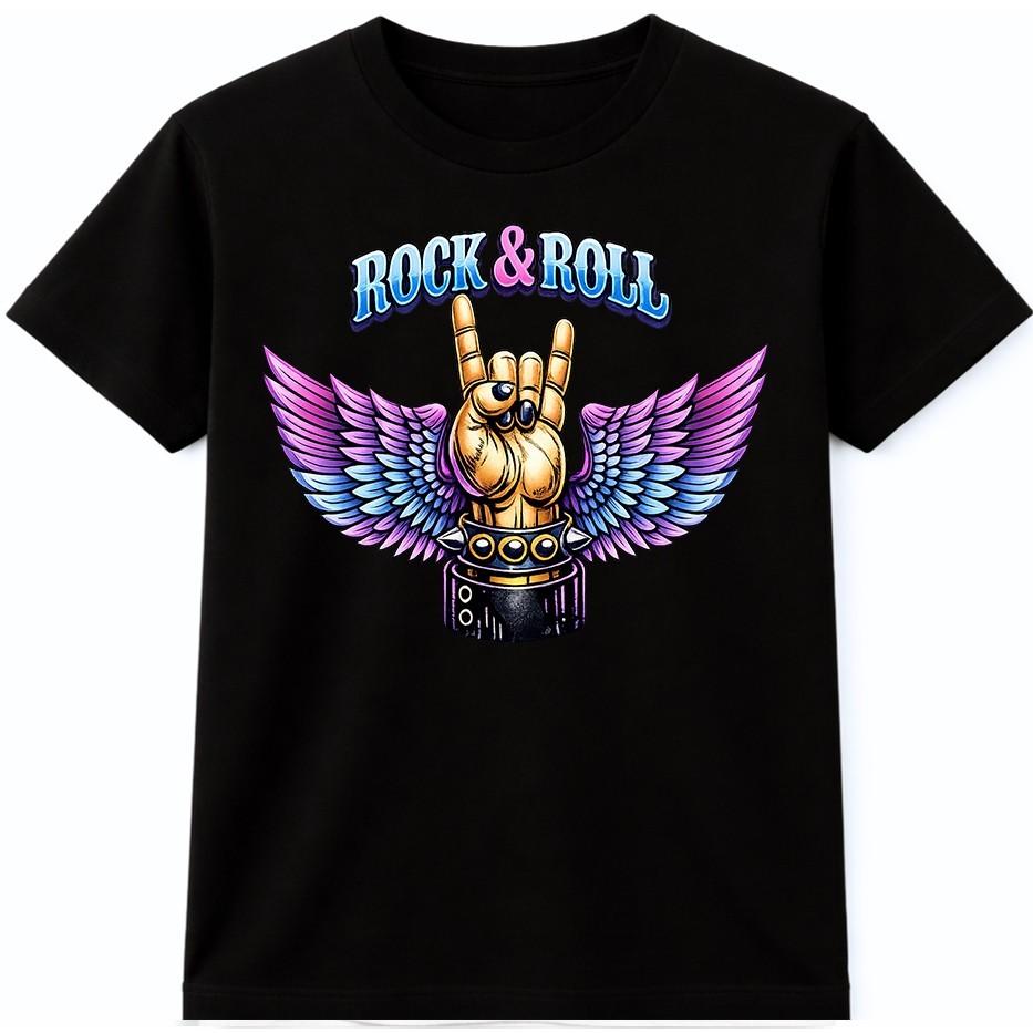 Rock and Roll T Shirt Winged Devil Horns Hand Festival Band Tee S