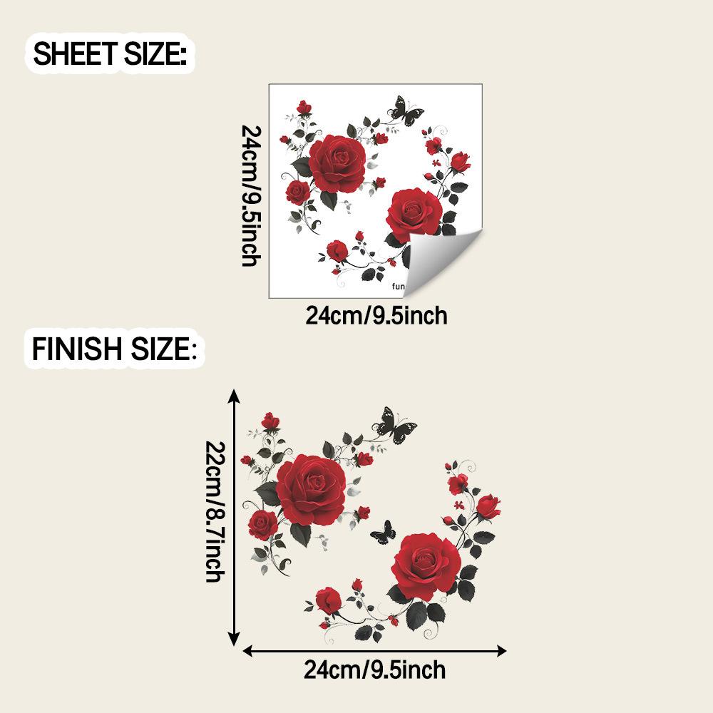 Creative Vintage Rose Flower Branch Bathroom Toilet Decoration and Beautification Toilet Sticker