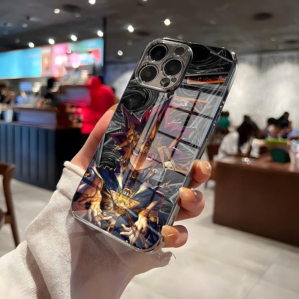 Anime Y-YU-Gi-Oh Phone Case For IPhone 17 Pro Max 15 Pro 16 14 Plus 12 13 Mini 11 Pro Shockproof Electroplated Glass Cover