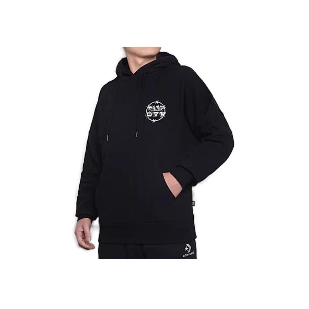 Vans Logo Print Oversized Pullover Hoodie Black Unisex VN0A5H7TBLK