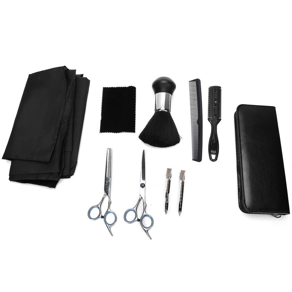 Professional Hair Cutting Thinning Scissors Salon Apron Hair Sweeping Brush Tool Set