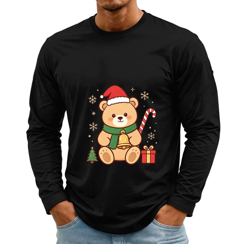Heren Casual Kerst Lange Mouw Nek T-shirt