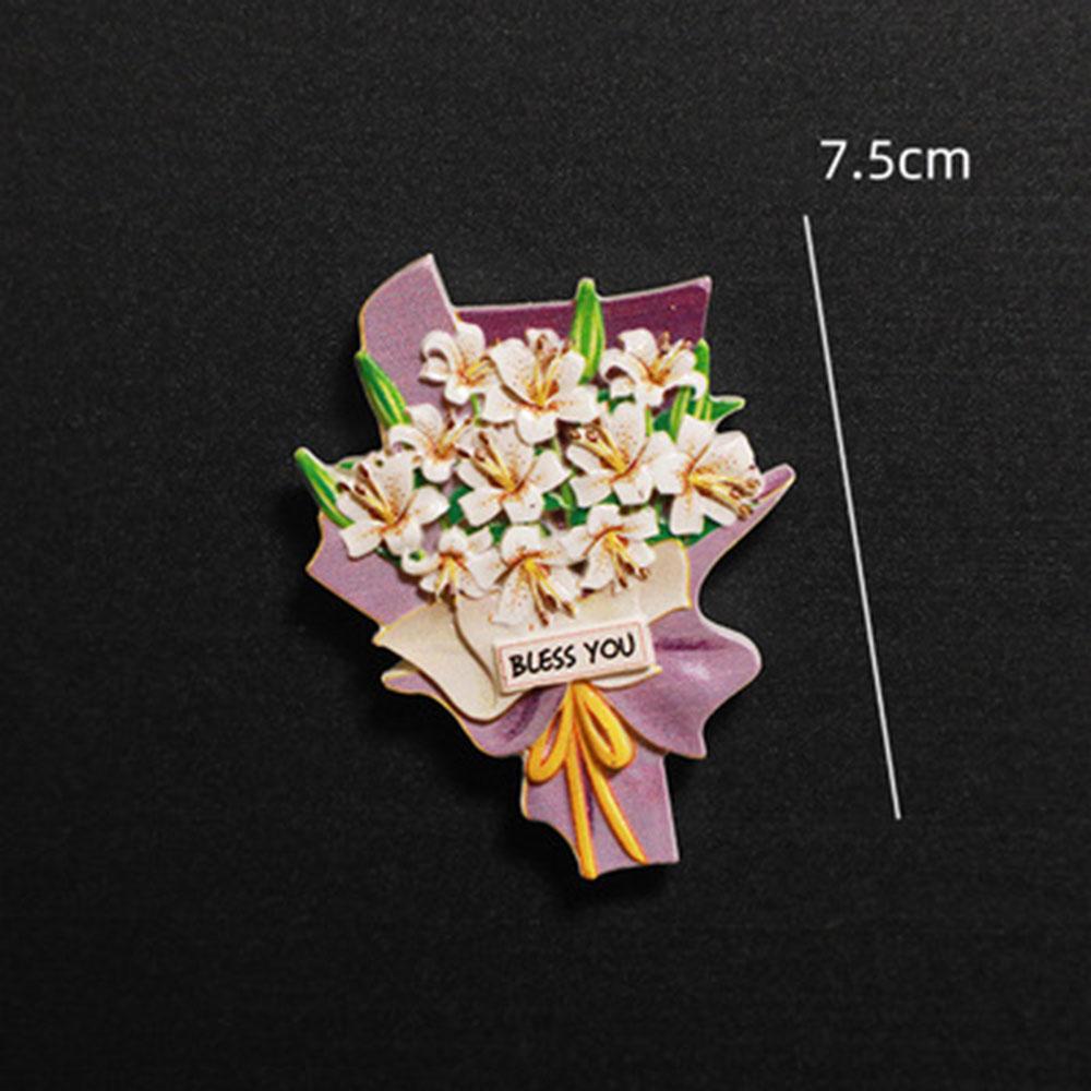 Simulation Sunflower Rose Flower Refrigerator Sticker Three-Dimensional Simple Resin Magnetic Kitchen Decoration Gift