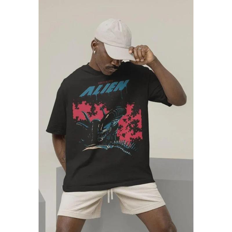 Retro Alien Movie T-shirt, Retro Horror Movie T-shirt Women's T-shirt Summer New Style Unisex Casual and Fashionable T-shirt