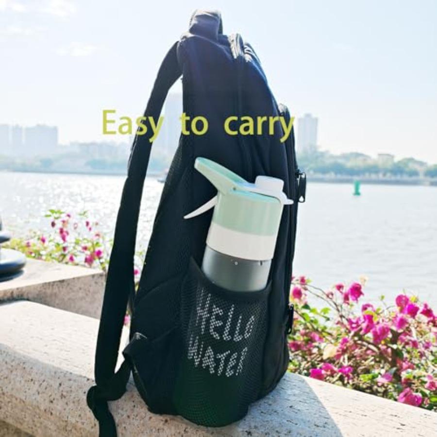 22 OZ 2 in 1 Misting Water Bottle Large Ccity Wide Mouth Leak Proof Green for Mountaineering Gym Cycling Sports Activities