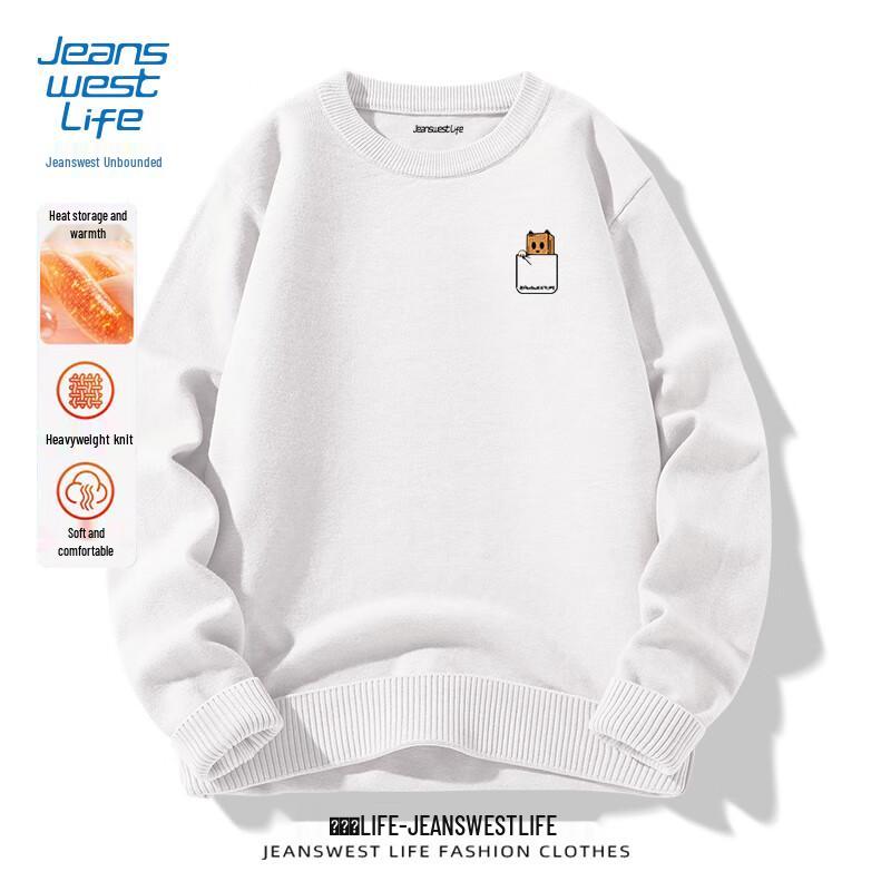 JEANSWEST LIFE Men's Heavyweight Crew Neck Knit Sweater