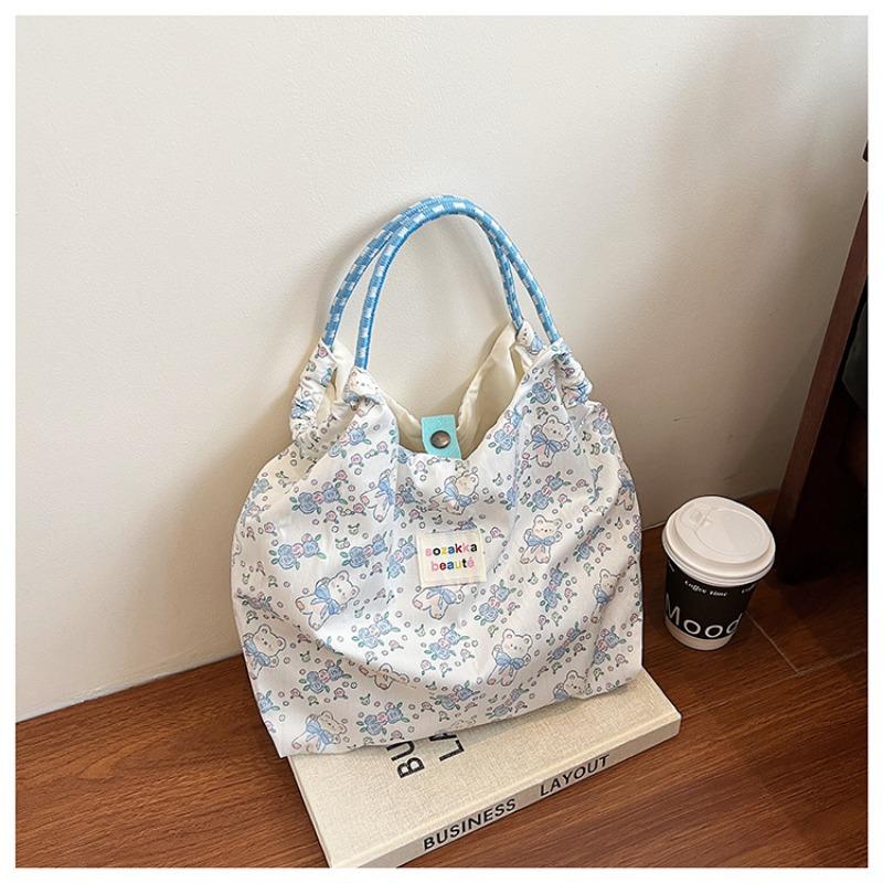 

Canvas bag women s large-capacity new summer versatile shoulder bag pleated college student commuter tote bag синій