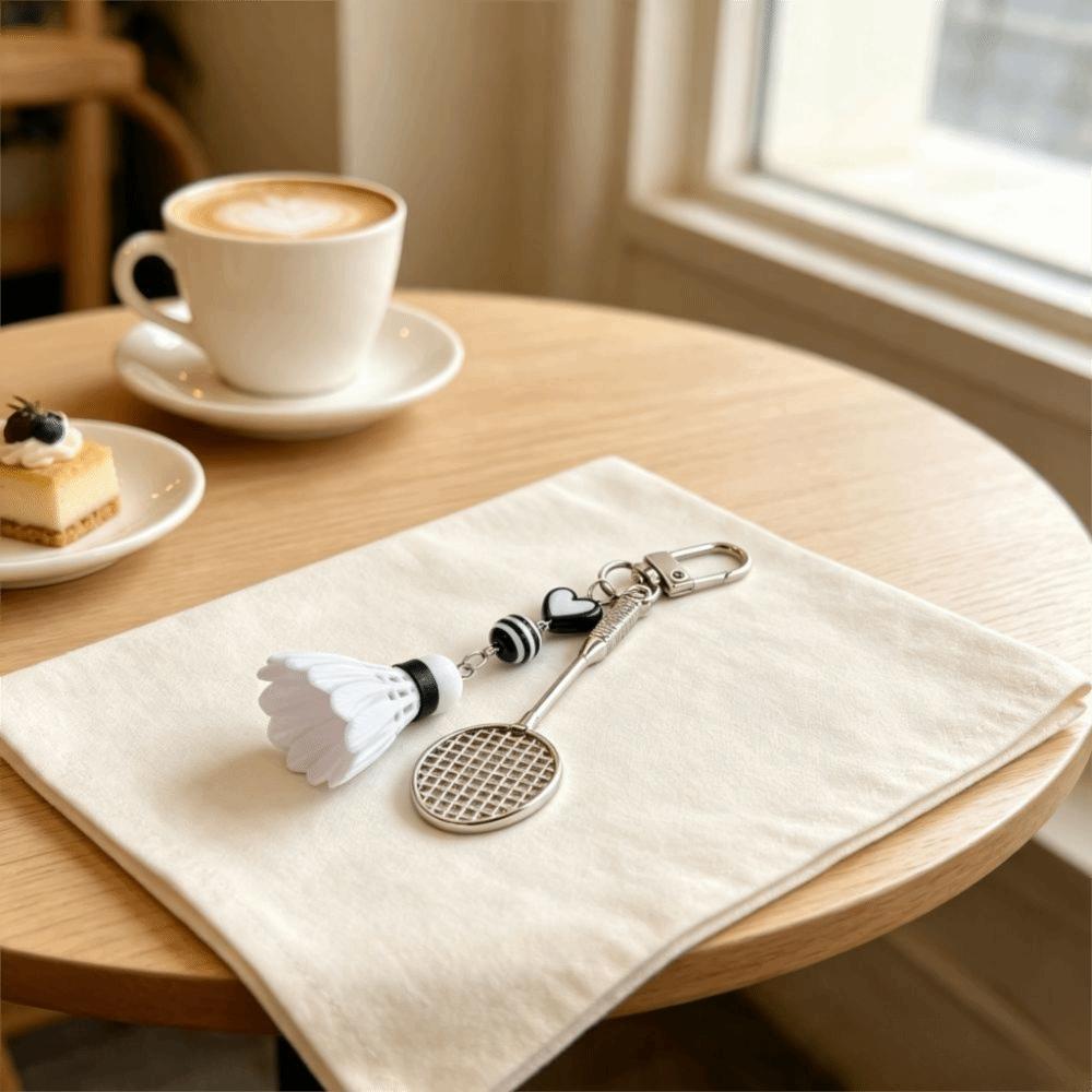 Creative Design Badminton Keychain Exquisite Workmanship Badminton Pendant Keyring Bag Ornament