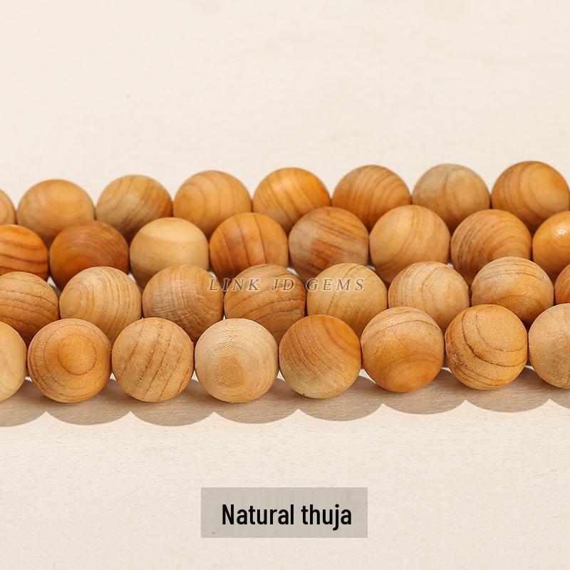 Golden Sandalwood Round Beads - Loose Wooden Beads for DIY Buddhist Jewelry & Accessories