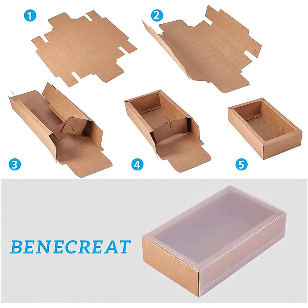 12sets Drawer Kraft Paper Box Festival Gift Wrapping Boxes Gift Packaging Boxes for Jewelry Wedding Party with PVC Plastic Windows White