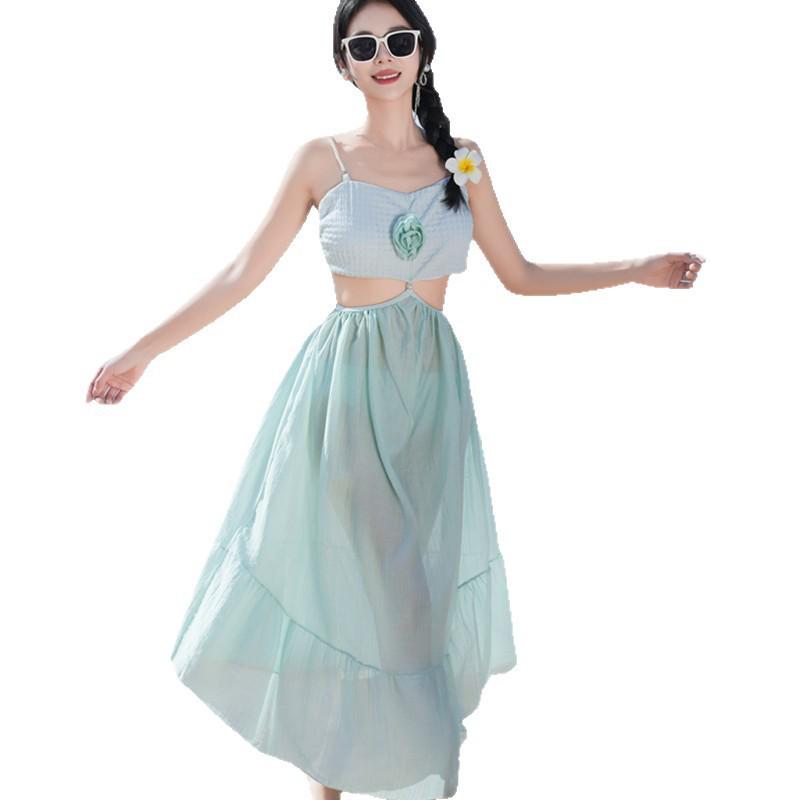 Bohemian Island Hot Spring Resort Women's Thai-Style Bikini with Versatile Long Skirt