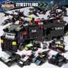 585pcs 8in1 SWAT Polizeistation Kommandowagen Modell Bausteine Stadt Hubschrauber Steine Set Lernspielzeug für Kinder