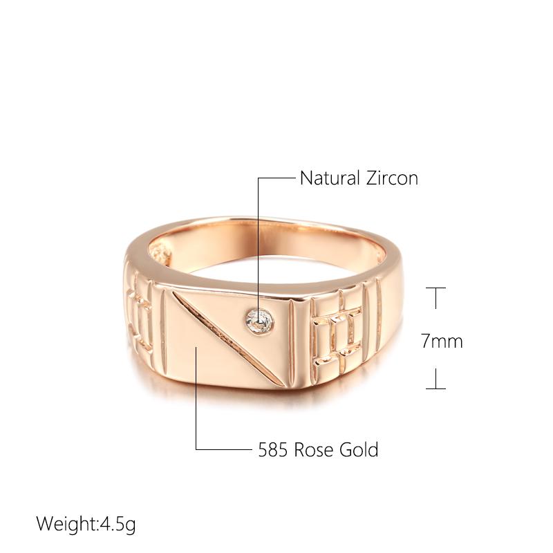 Fashion Rose Glossy Men Ring Gold Simple Square Natural Zircon Ring For Women High Quality Daily Fine Jewelry