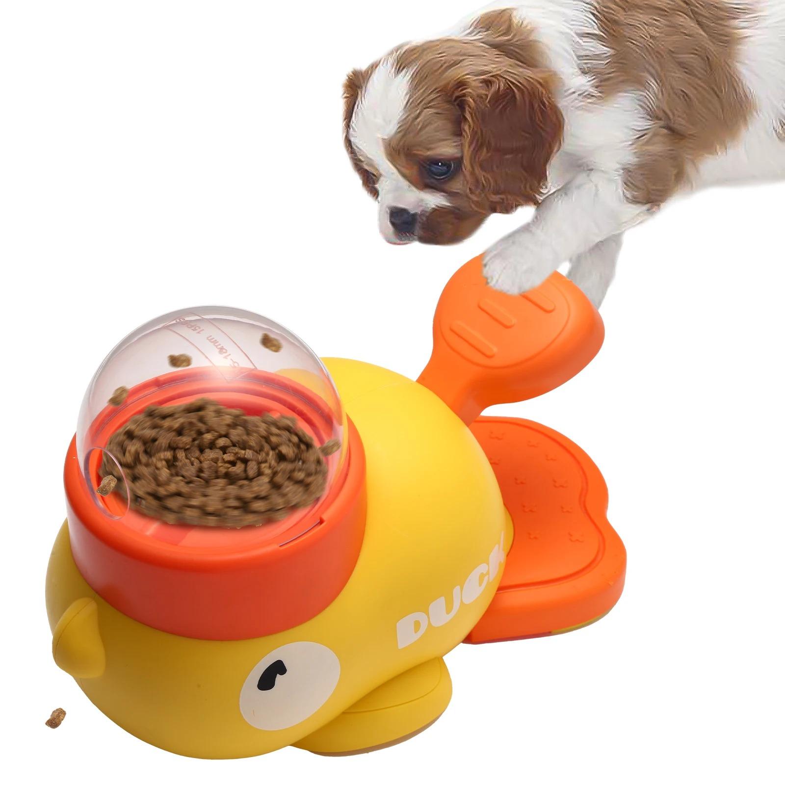 

Yellow Duck-Shaped Interactive Dog Treat Dispenser Durable Plastic Training dogToy Puzzle Slow Feeder Dog Entertainment Toy