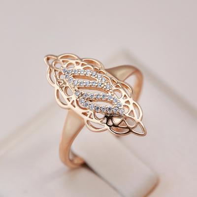 Luxus Roségold Damenring Natur Zirkon Hohlblume Ethnisch Braut Eheringe Trend Täglicher Vintage Schmuck