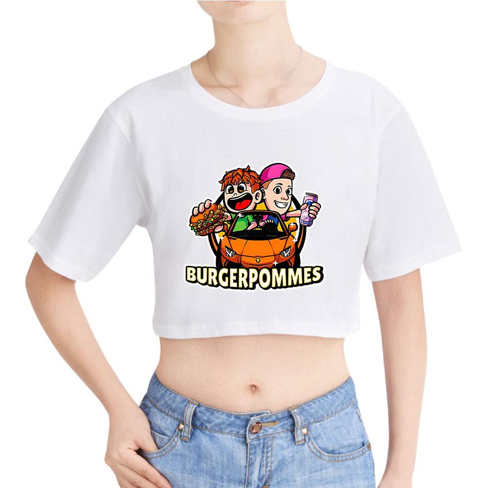Burgerpommes ICrimax Printed Girl Tee Shirt Summer Crop Tops Soft Tshirt Popular Slim Fitness Short Sleeved