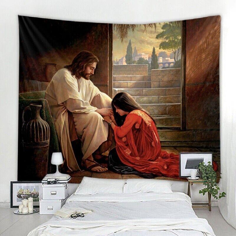 God Jesus Wall Tapestry 75x100 чёрный