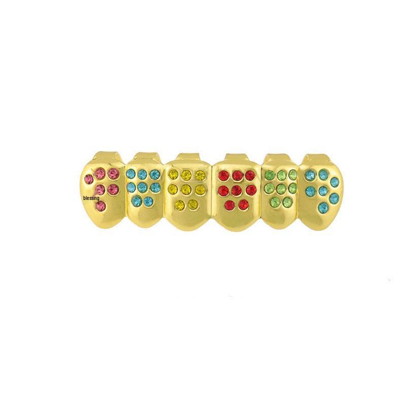 Glossy Single-Colored Diamond Hip-Hop Grillz Set with European and American Inspiration