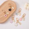 Cute Sweet Multicolour Five Leaves Flower Key Chains for Women Personality Backpack Protective Cover Pendant Keyring Friend Gift