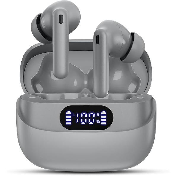 Wireless Earbuds, 42H Playtime Bluetooth 5.3 Headphones, HiFi Stereo Call Noise Cancelling Earbuds, IPX7 Waterproof Stereo in-Ear Earphones with LED