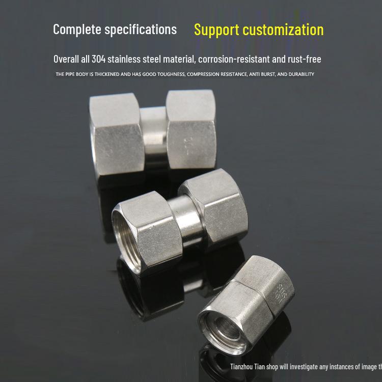 304 Stainless Steel Swivel Union Female Thread Pipe Fitting, Double Female Thread, 6 Points, 4 Points, 1 Inch, for Water Meter/Pump