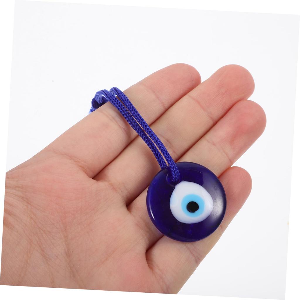 Tofficu Turkish Glass Nazar Boncuk 6-Piece Set Blue Eye Pendant 2.5cm Evil Eye Hanging Wall Charm Interior Home Decor