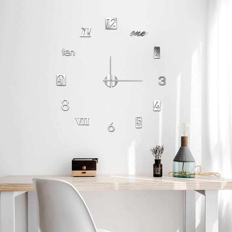 Luminous Large Wall Clock 3D DIY Quartz Clocks Fashion Watches Acrylic Mirror Stickers Living Room Home Decor Horloge