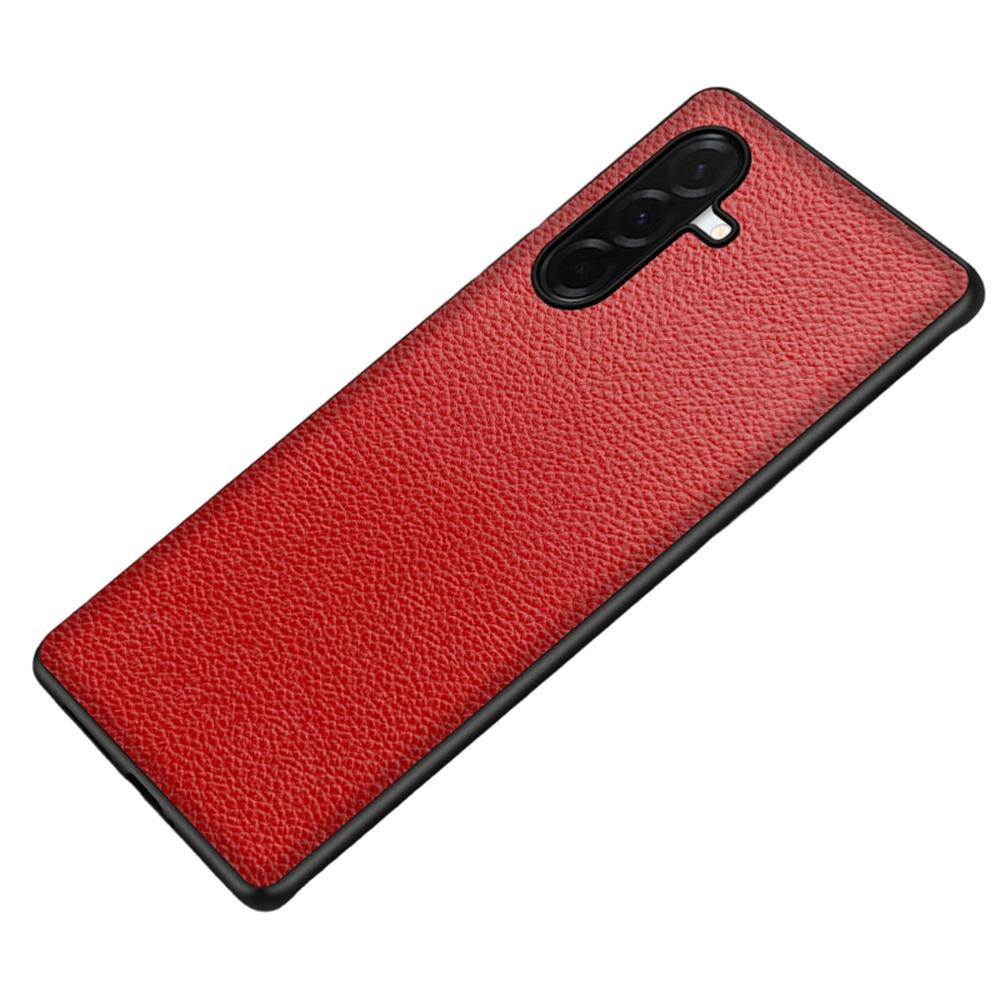 For Samsung Galaxy S24 FE Case Litchi Texture PU Leather Coated PC + TPU Protective Phone Back Cover