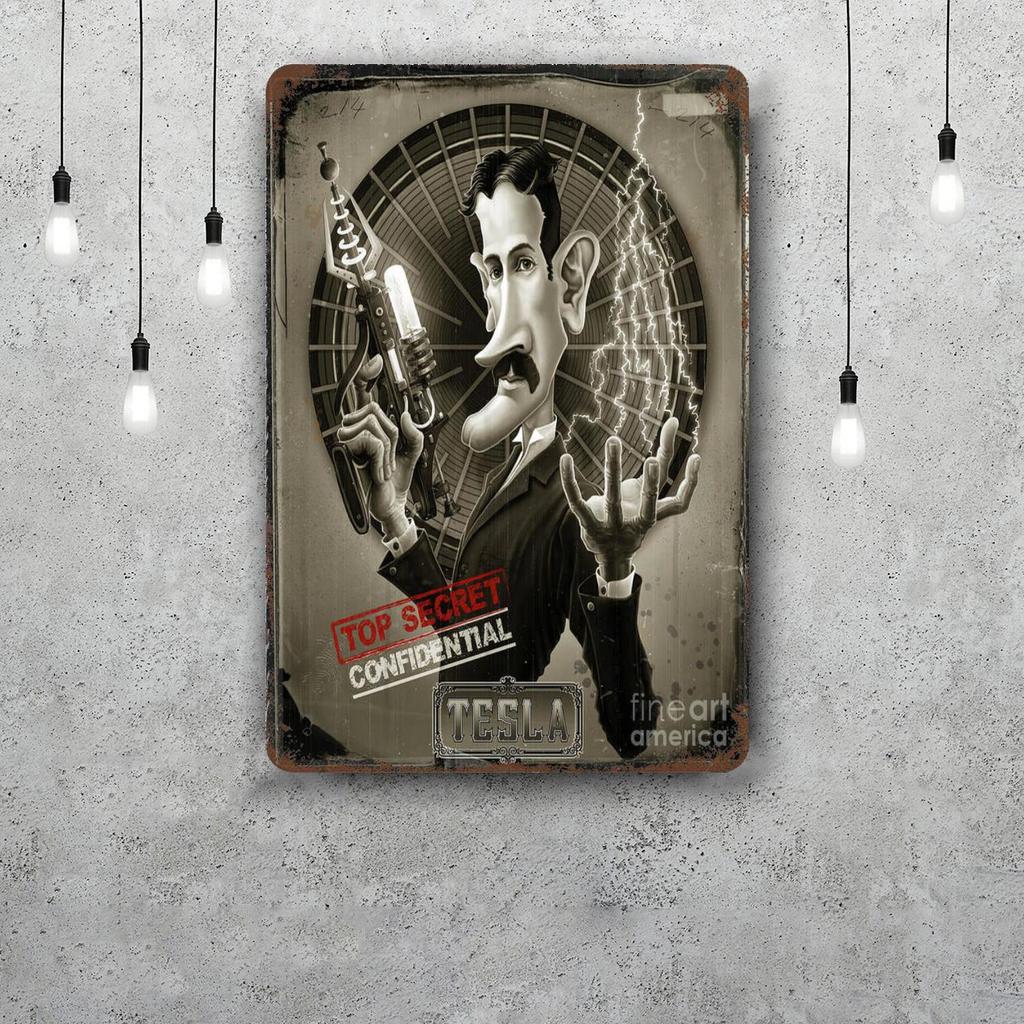 Nikola Tesla Vintage Tin Sign Home Decor Wall Decor Art Wall Mural Room Decoration Decor Retro Metal Sign Plate Bar Posters